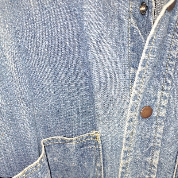 Vintage 1970s Denim Snap-button Shirt Men's Large - Picture 4 of 6